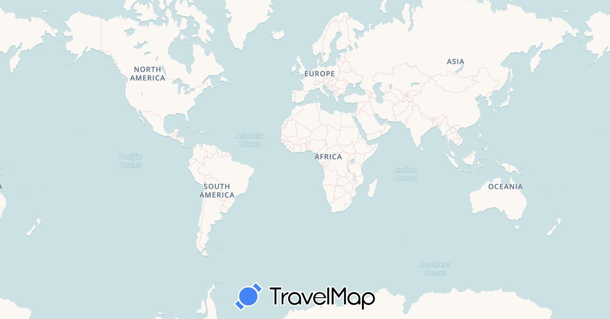 TravelMap itinerary: bus, plane, boat in Austria, France, United Kingdom, Italy, Sweden, United States (Europe, North America)